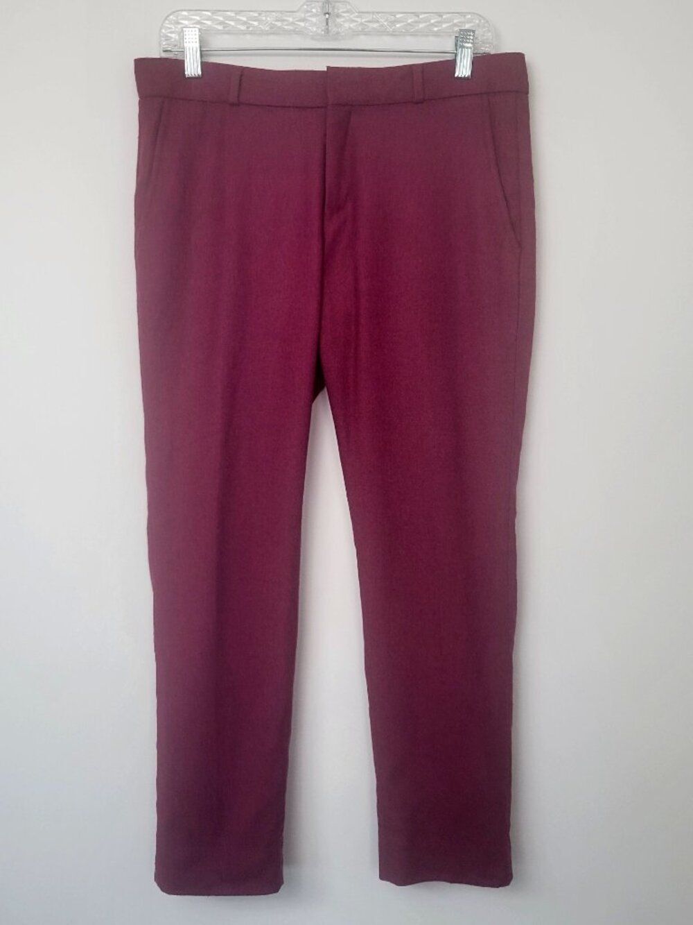 Banana Republic 'Ryan' Burgundy Slim Straight Italian Wool Blend Pants
